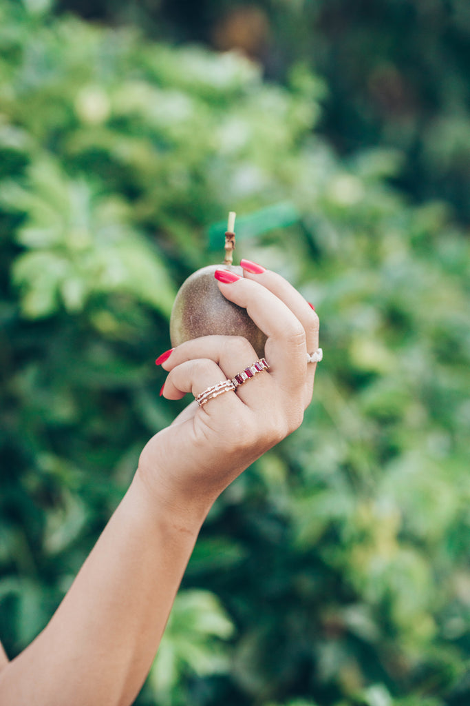 jewelry on a passion fruit