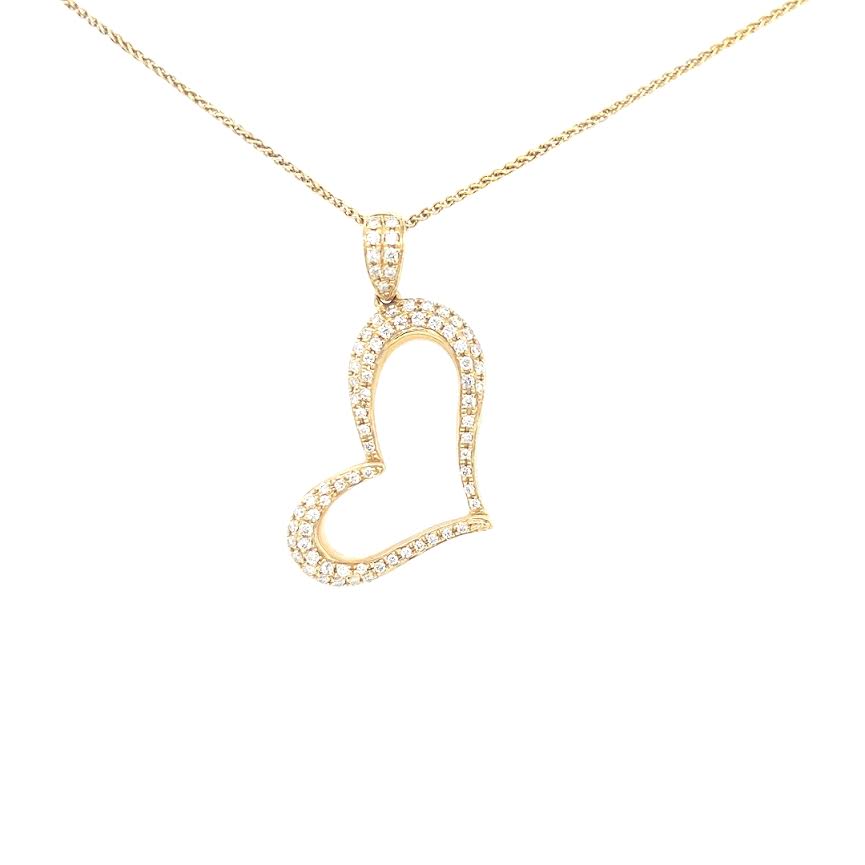 14K Gold Large Diamond Heart Drop 