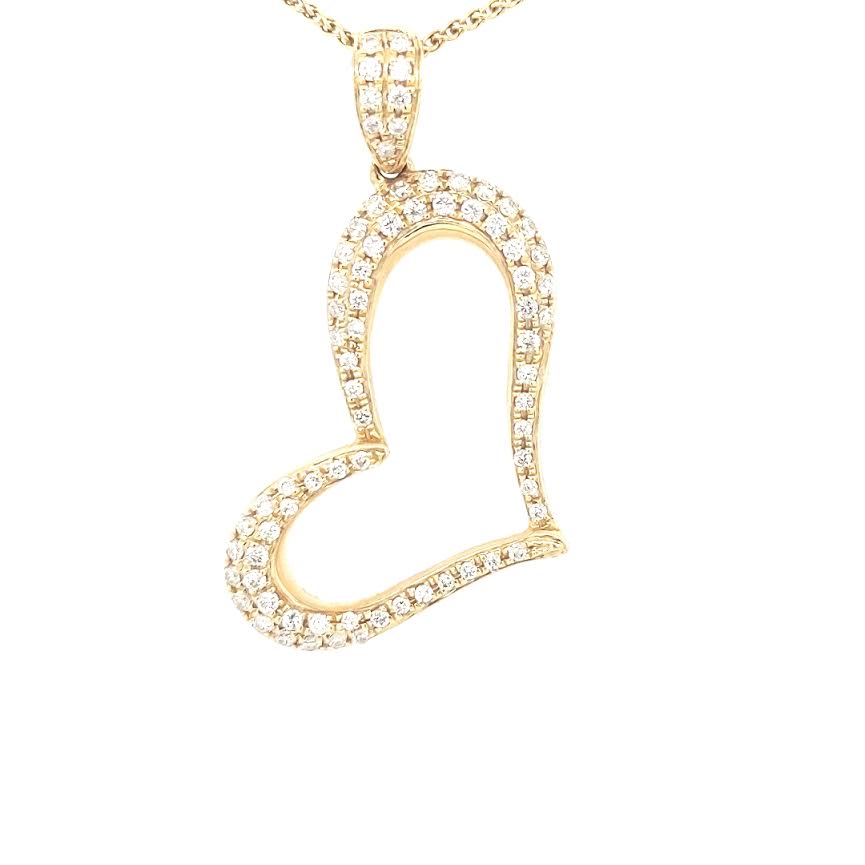 14K Gold Large Diamond Heart Drop 