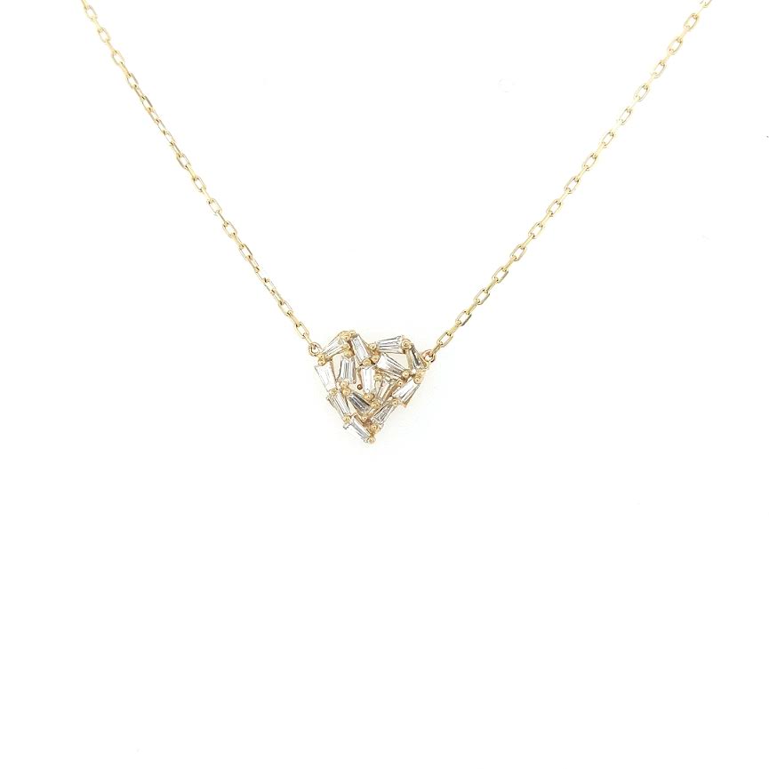 Diamond Baguette Heart Pendant 