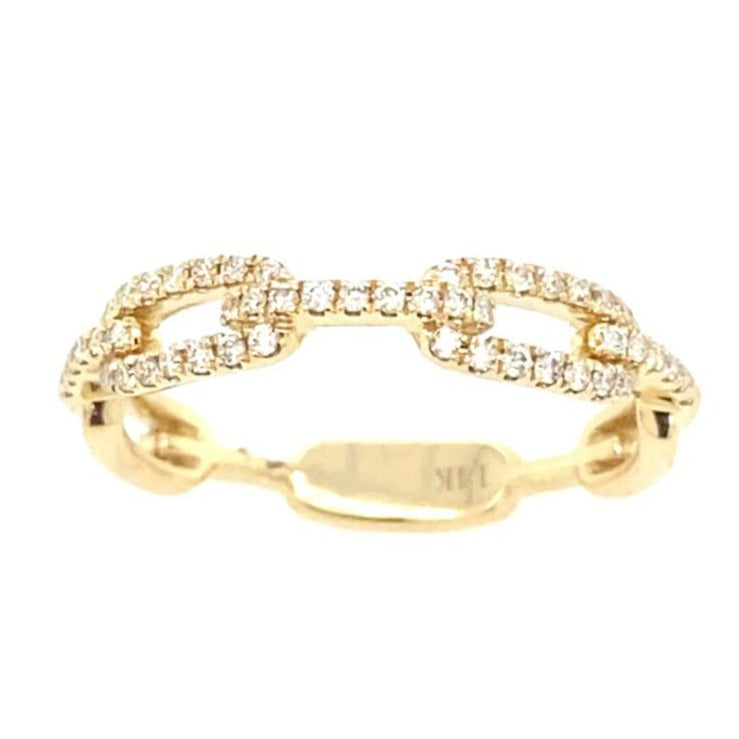 14K Gold Diamond Link Ring