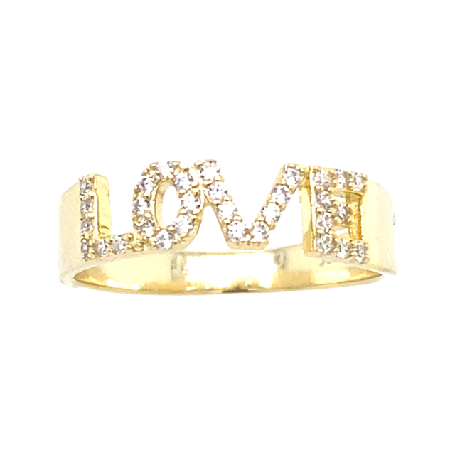 14K Gold Love Ring With Thick Shank life style.