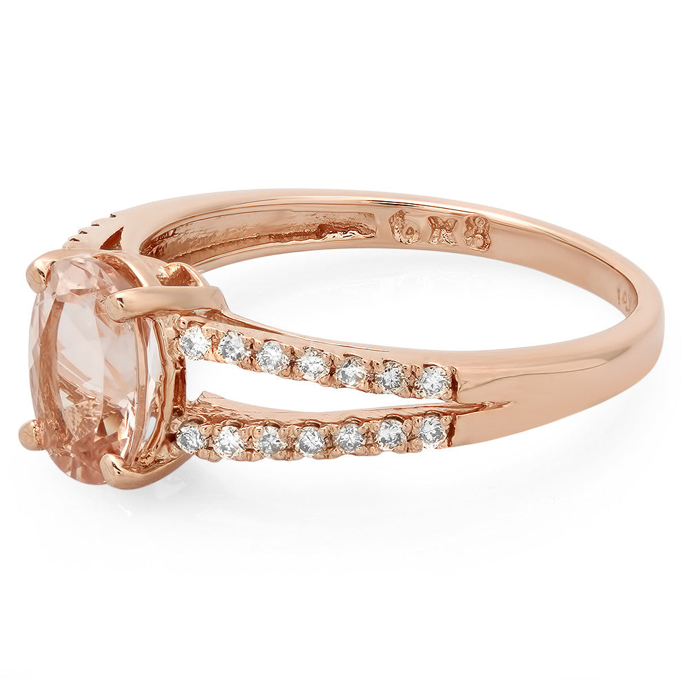 14K Gold Oval Split Shank Morganite Ring
