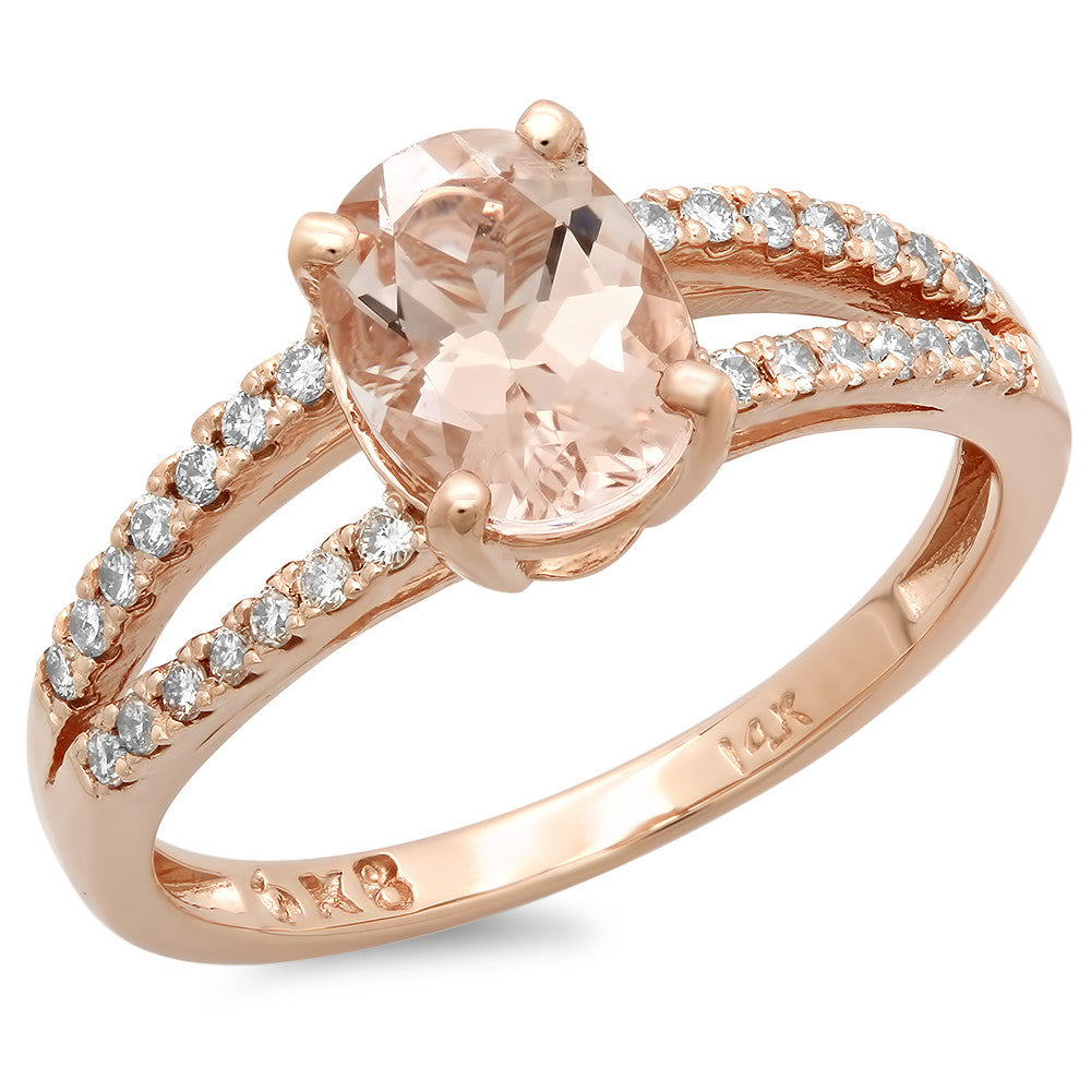 14K Gold Oval Split Shank Morganite Ring