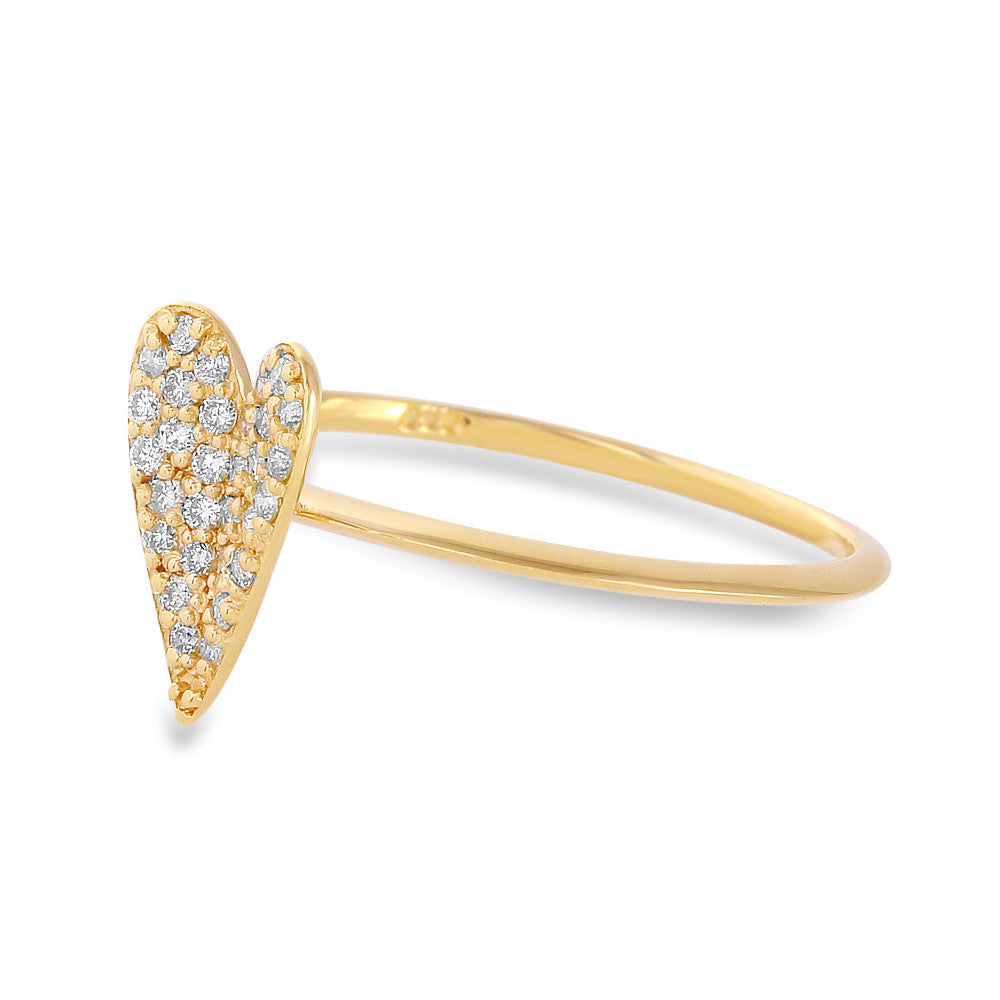 14 Carat Gold Heart Ring with 30 Round Diamonds - Yellow Gold 2