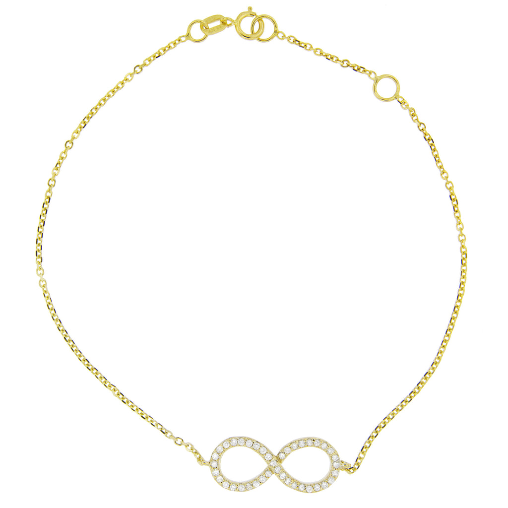 14 Carat Gold Infinity Braclet with 40 Round Diamonds - Yellow Gold