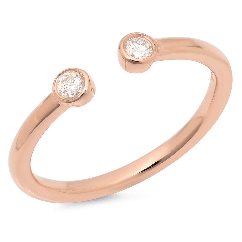 14 Carat Gold Open Diamond Ring - Rose Gold