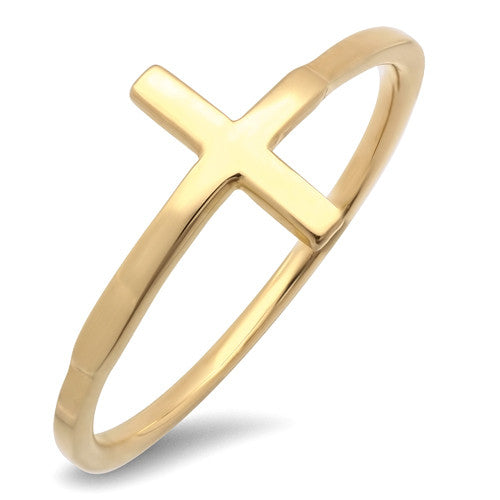 14 Carat Gold Women's Cross Ring 