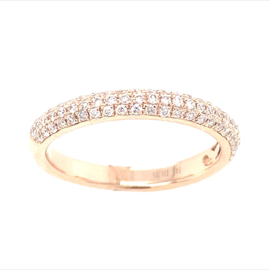 14k Gold Halfway Pave Diamond Band 