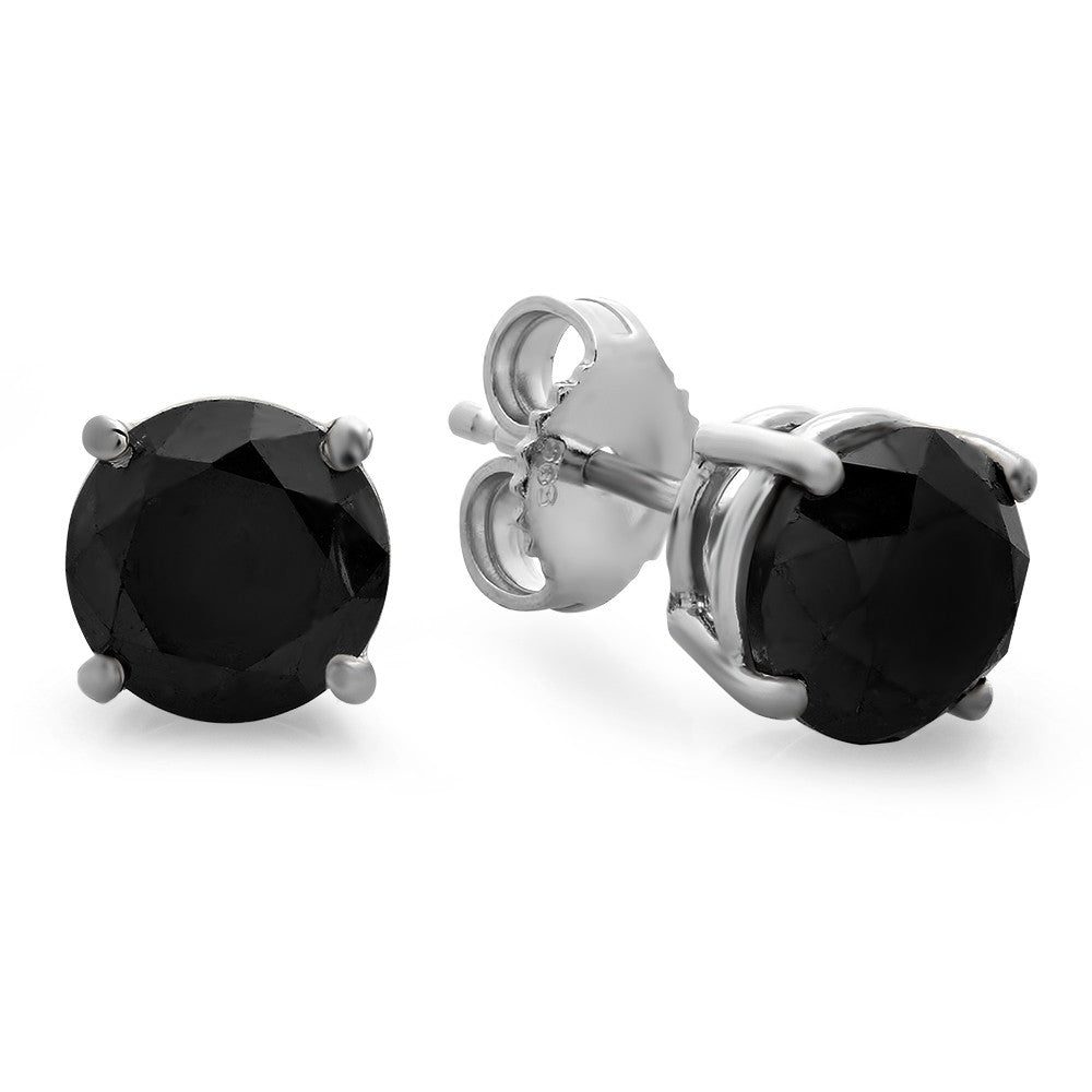 Diamond Stud Earrings with 2 Black Diamonds - Tregali