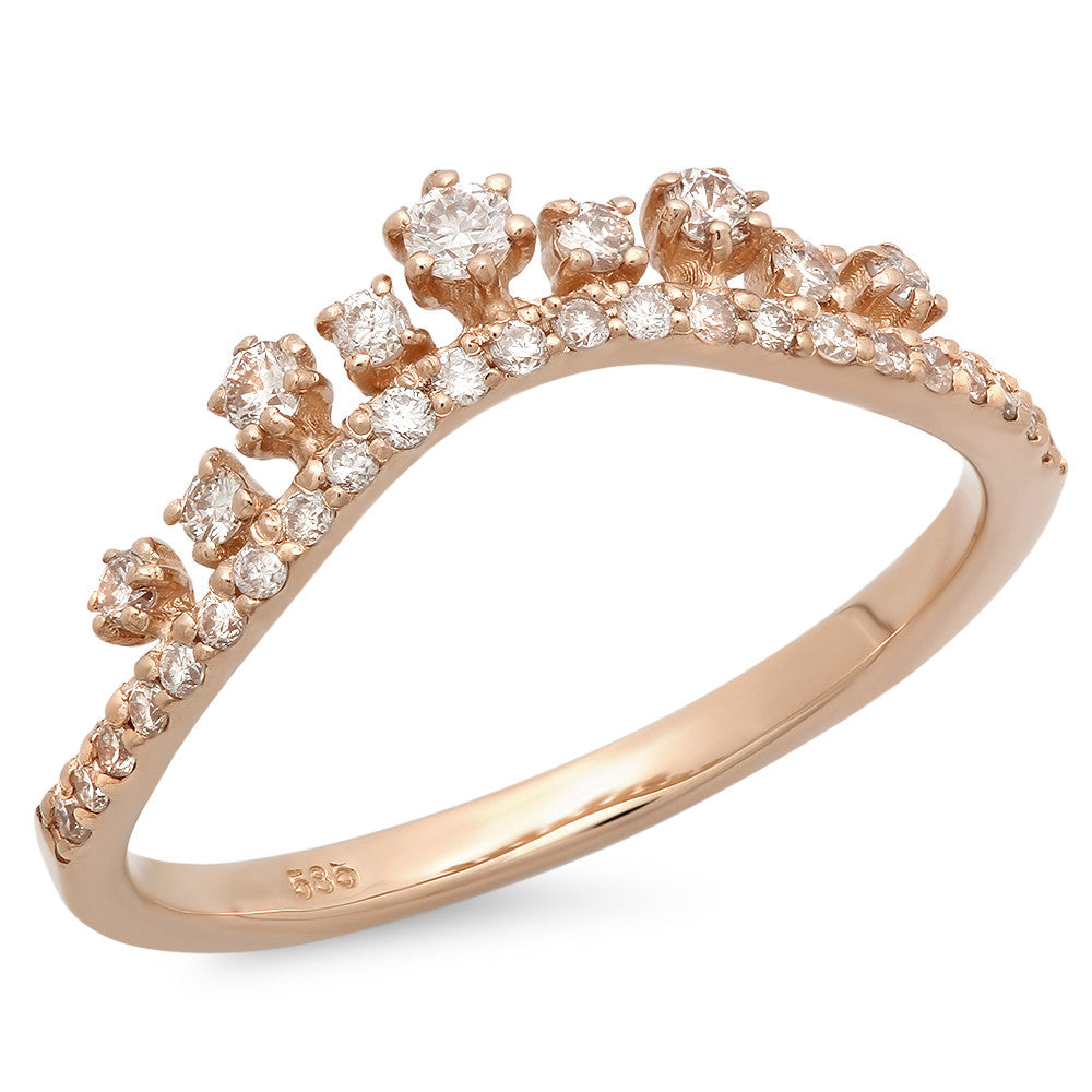 Curved Women's Ring with 32 Round Diamonds