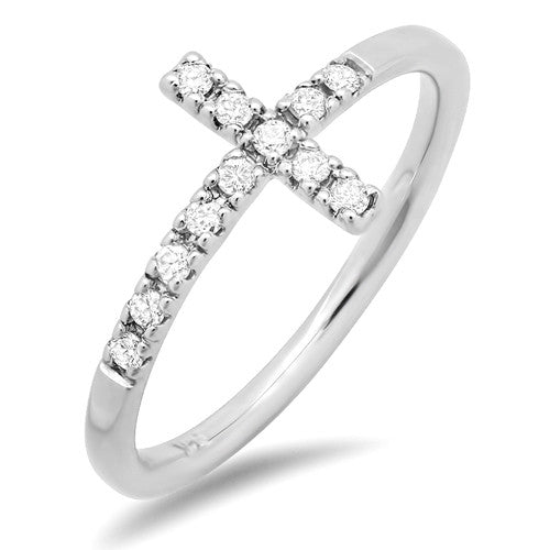 Diamond Cross Ring with 12 Round Diamonds