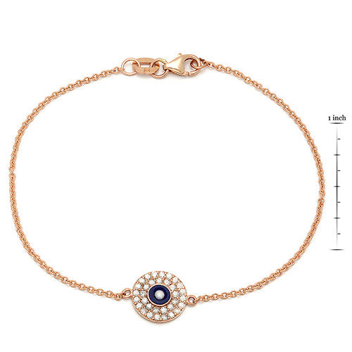 Evil Eye Bracelet with 33 Round Diamonds 7"