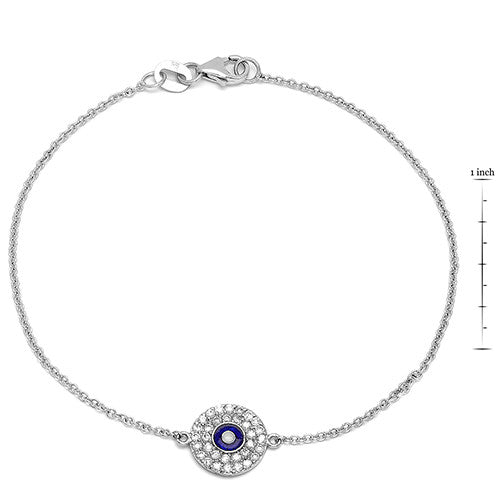 Evil Eye Bracelet with 33 Round Diamonds 7"