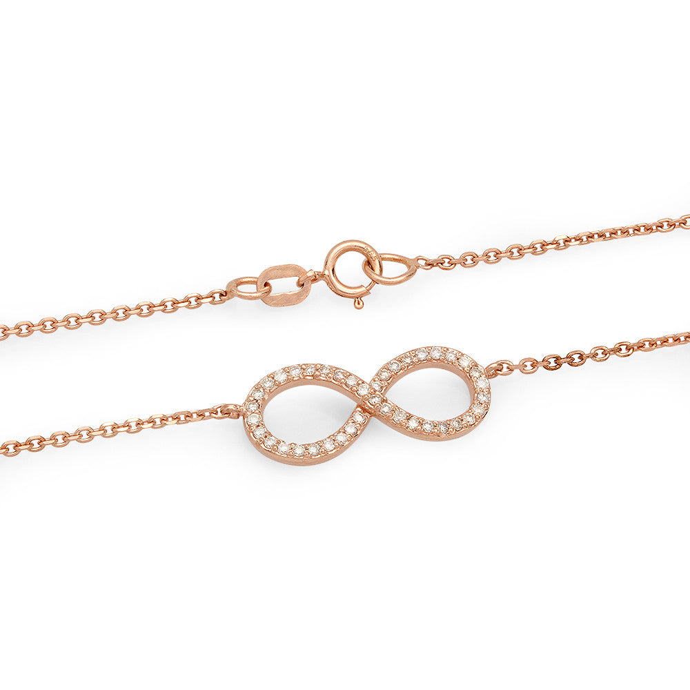 14 Carat Gold Infinity Necklace with 40 Round Diamonds