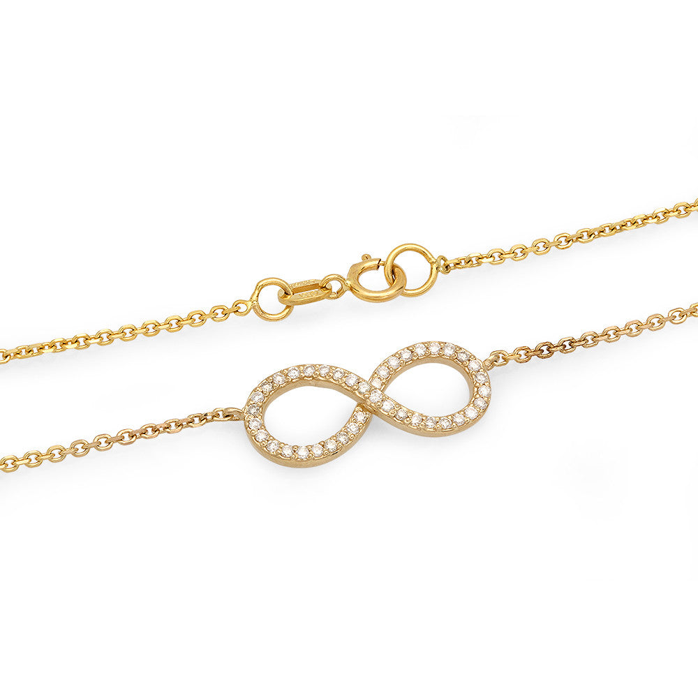 14 Carat Gold Infinity Necklace with 40 Round Diamonds