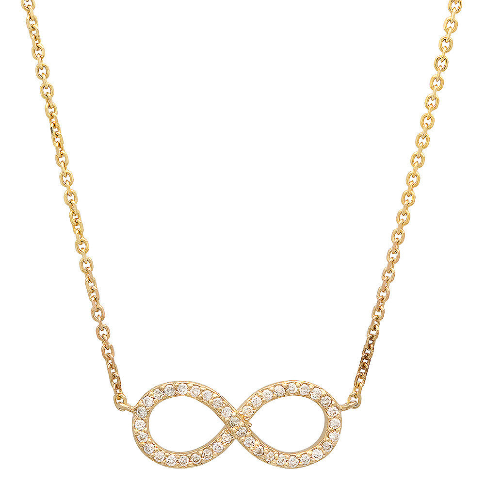 14 Carat Gold Infinity Necklace with 40 Round Diamonds