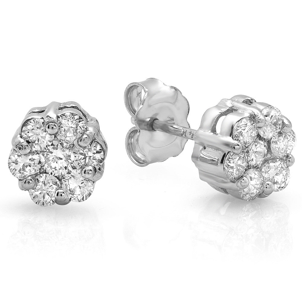 Invisible Stud Earrings with 14 Round Diamonds