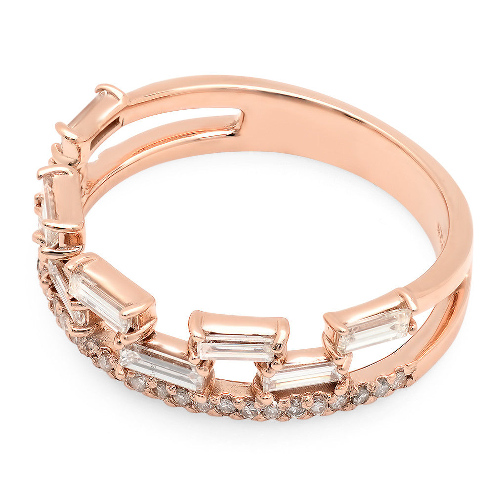 Women's Fancy Ring with 9 Baguettes and 29 Round Diamonds