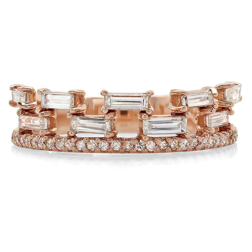 Women's Fancy Ring with 9 Baguettes and 29 Round Diamonds