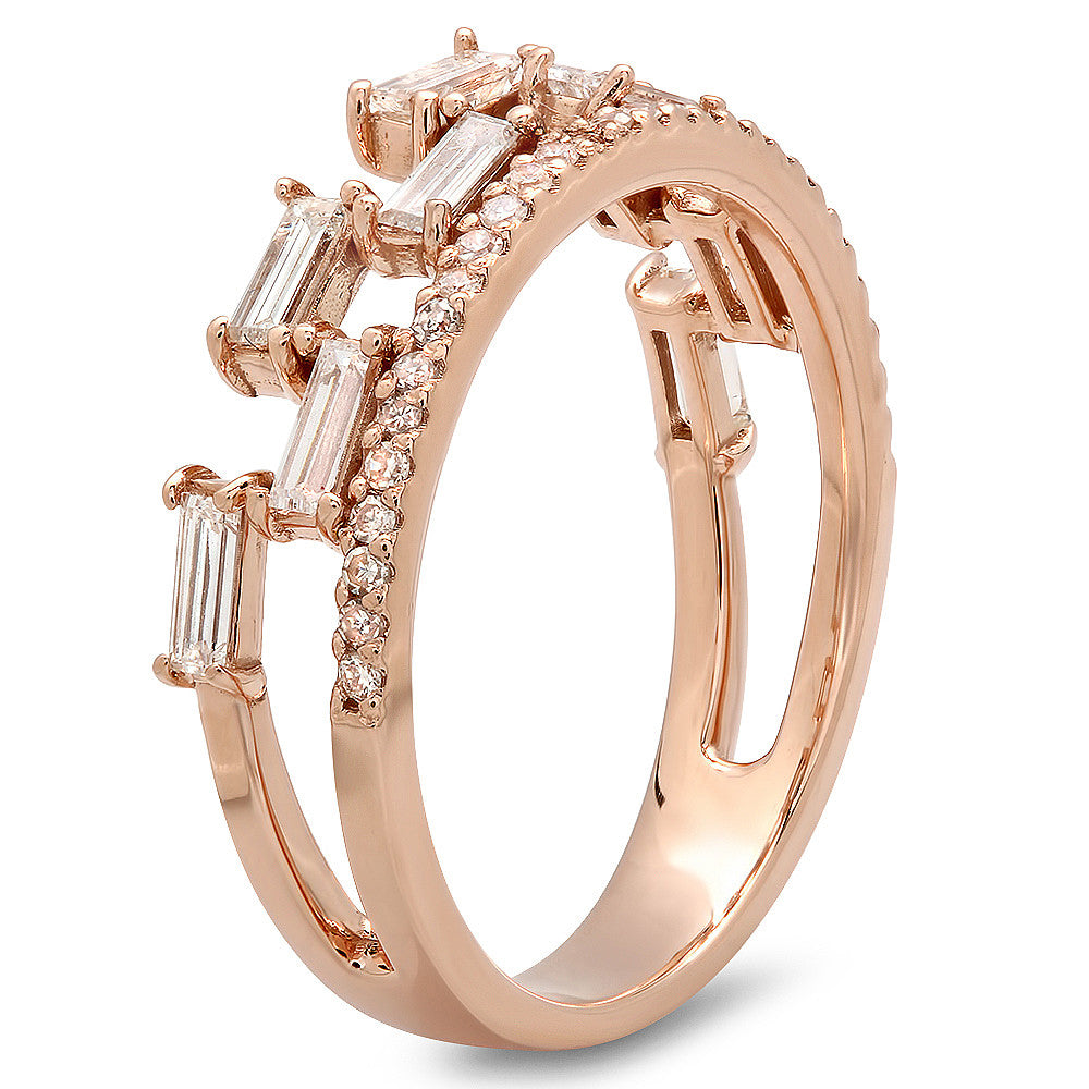 Women's Fancy Ring with 9 Baguettes and 29 Round Diamonds