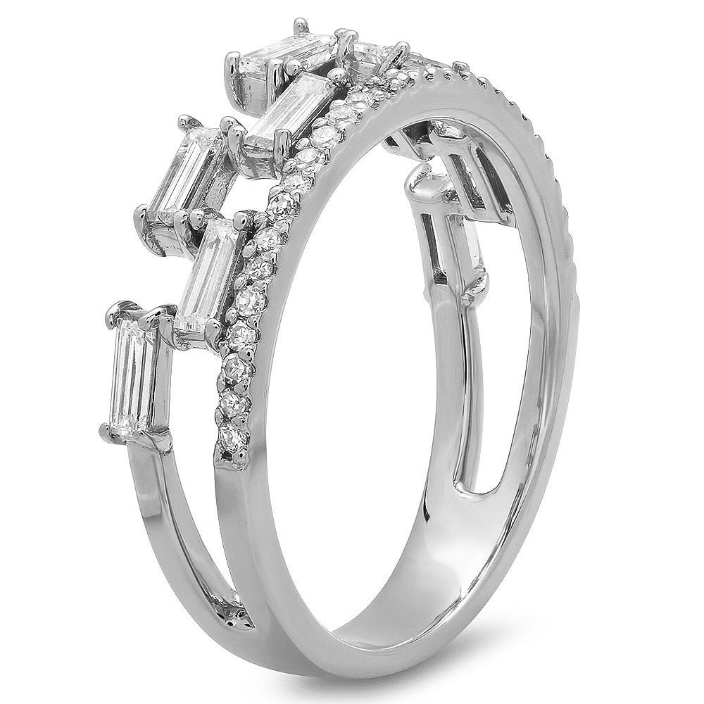 Fancy Ring with 9 Baguettes and 29 Round Diamonds - Tregali
