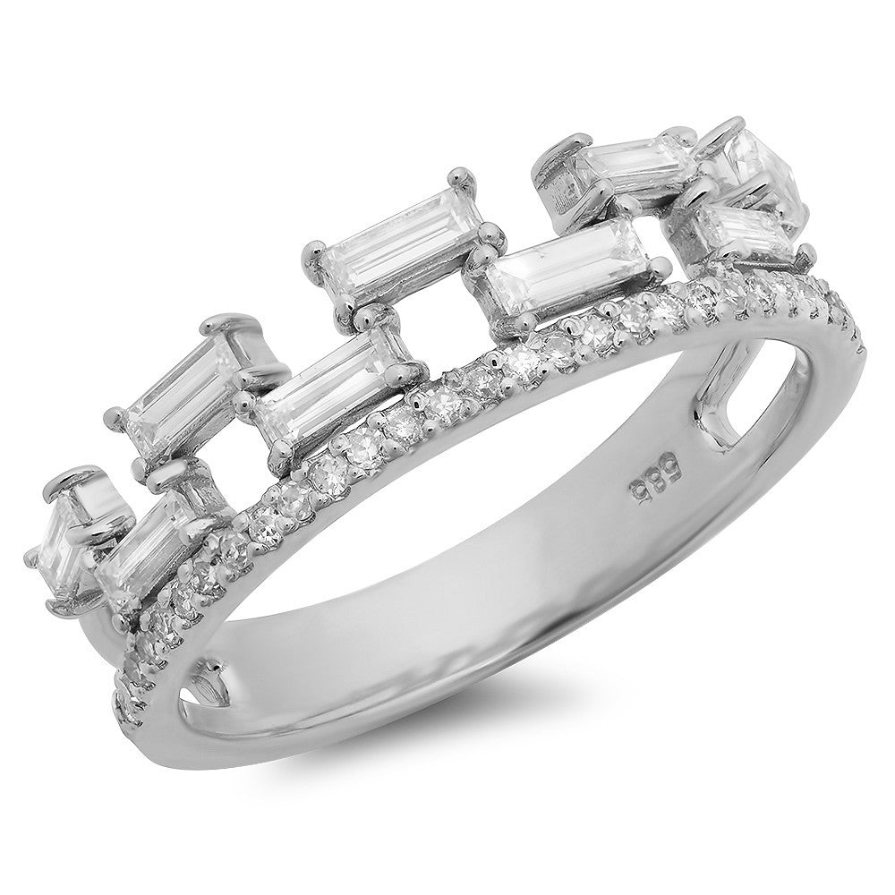 Fancy Ring with 9 Baguettes and 29 Round Diamonds - Tregali