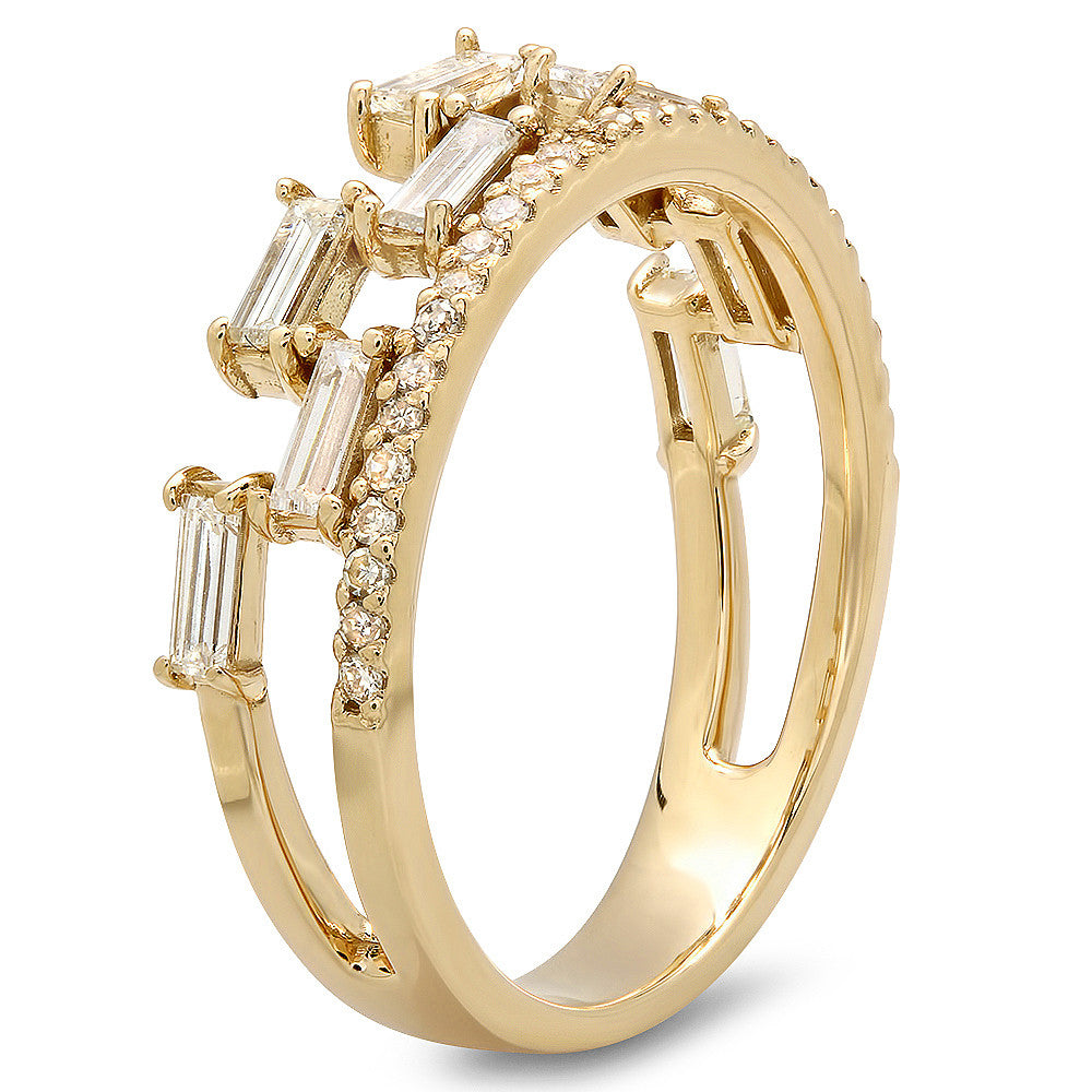 Fancy Ring with 9 Baguettes and 29 Round Diamonds - Tregali