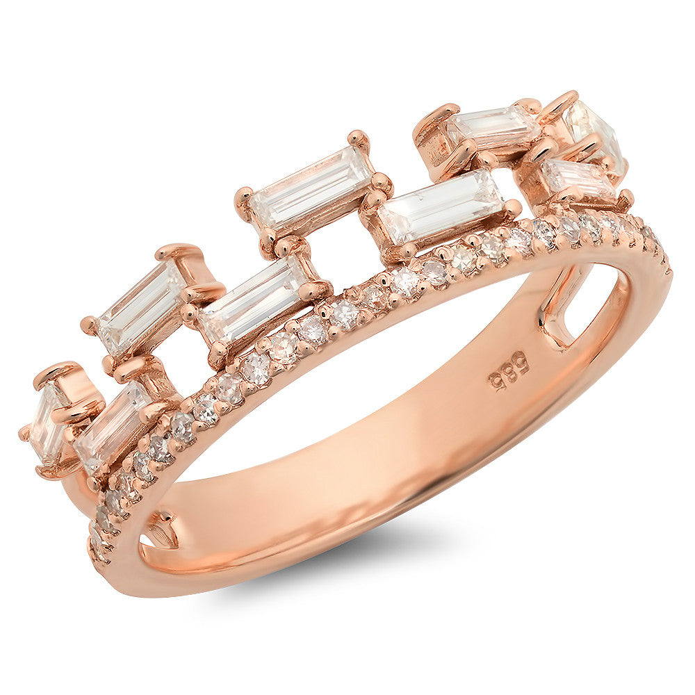 Women's Fancy Ring with 9 Baguettes and 29 Round Diamonds