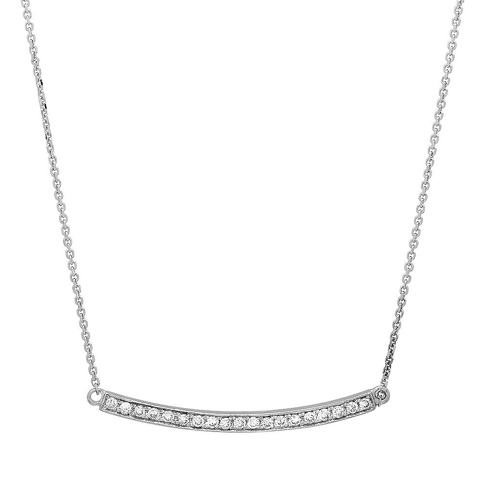 Women's Gold Bar Necklace with 19 Round Diamonds