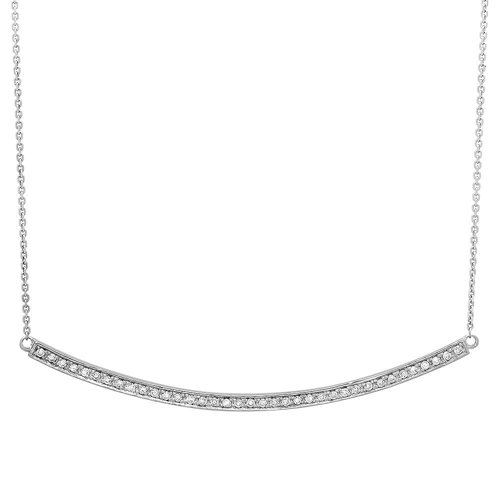 Women's Gold Bar Necklace with 37 Round Diamonds