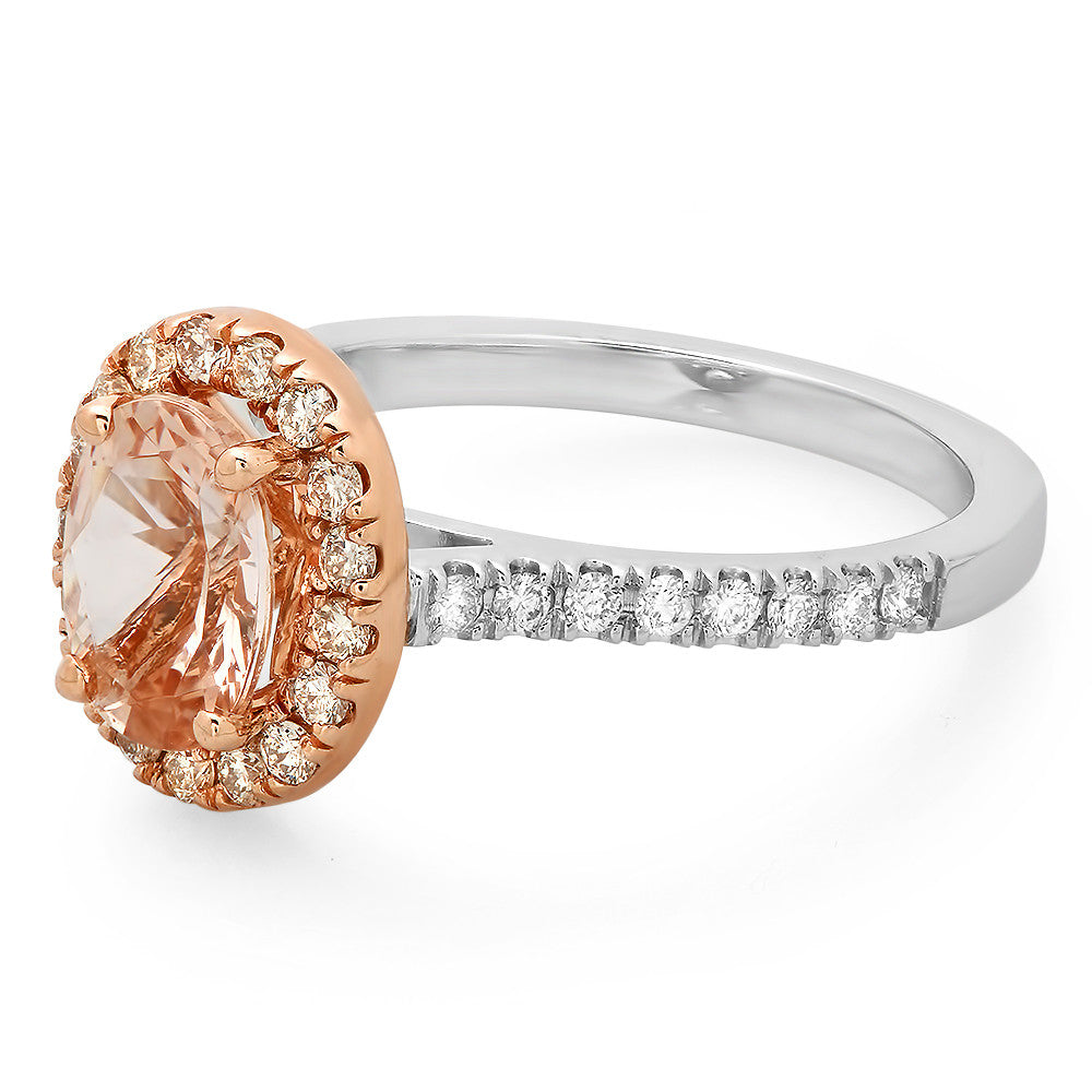 morganite two tone ring