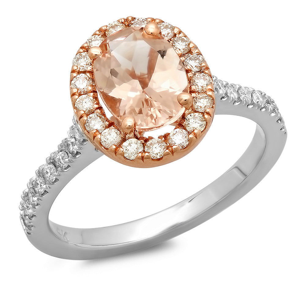 morganite two tone ring